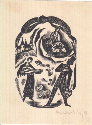 Exlibris bookplate holzstich - exlibris,
